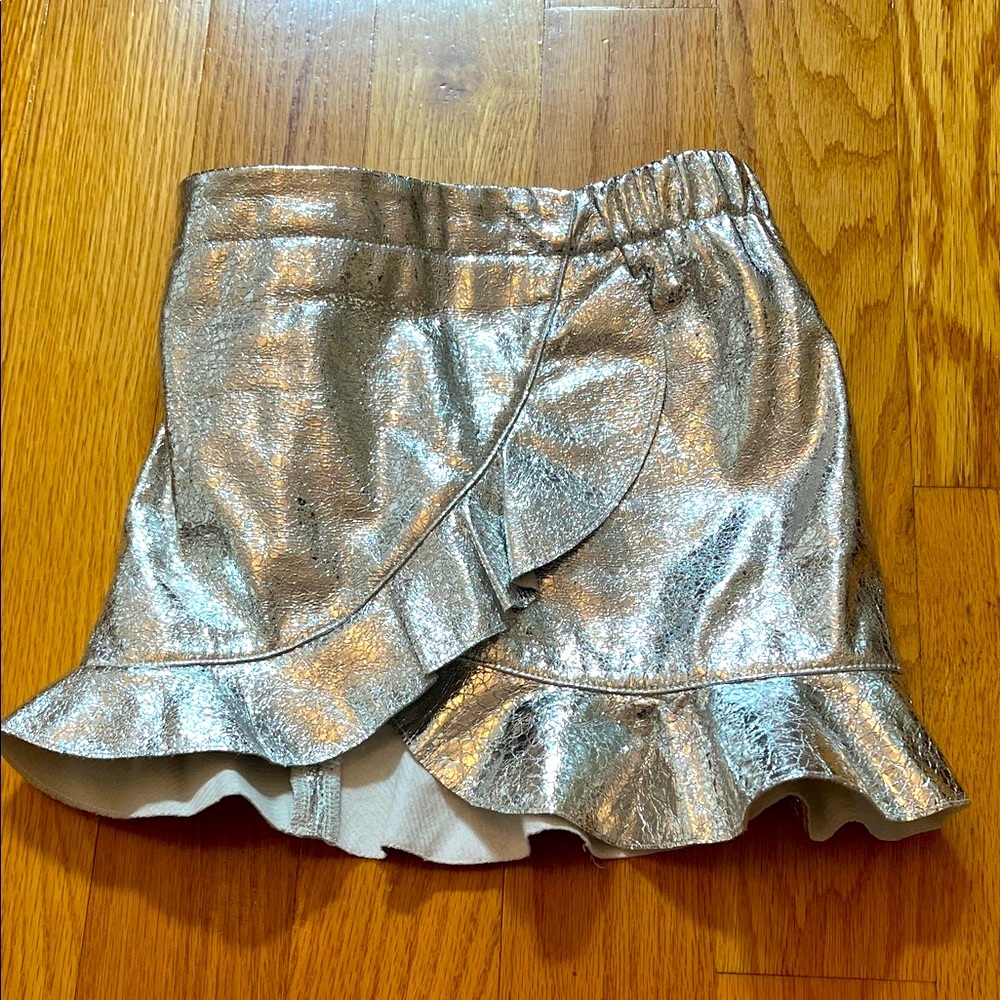 Little Olin Silver Metallic Ruffle Skirt